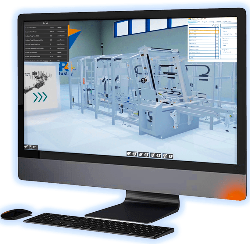 Desktopweergave van simulatiesoftware XR4Industry